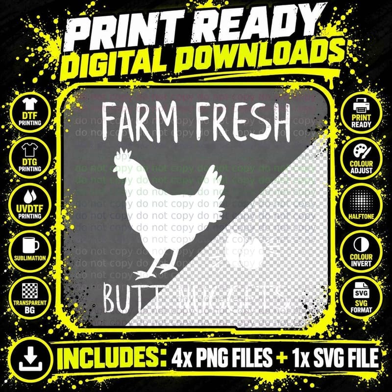 Farm Fresh Butt Nuggets Funny Chicken and Egg Farm Png SVG Digital Bundle