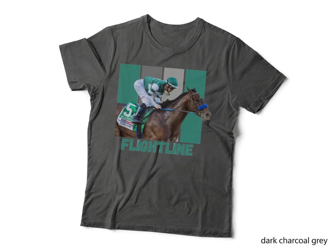 Flightline Racehorse Jockey, Green Silks, Horse Racing T-Shirt