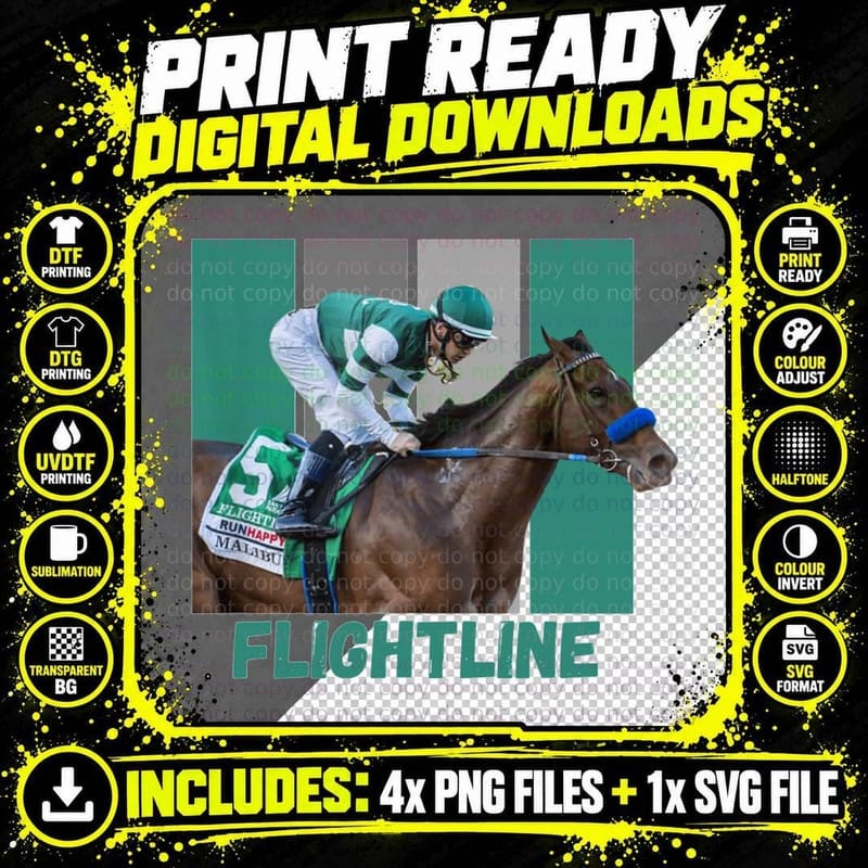Flightline Racehorse Jockey, Green Silks Png SVG Digital Bundle