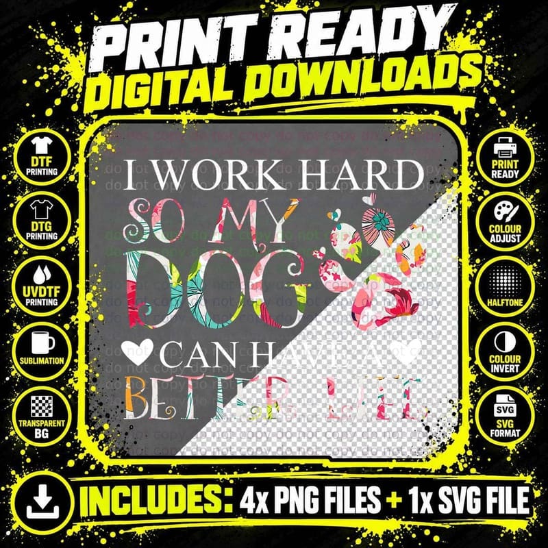 Floral Dog Lover T-Shirt, Pet Owner Typography Png SVG Digital Bundle