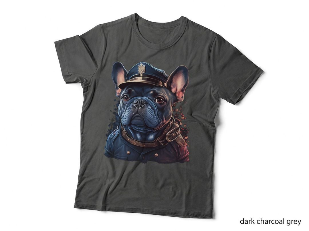French Bulldog Police Officer Hat T-Shirt, Funny Dog Frenchie Apparel