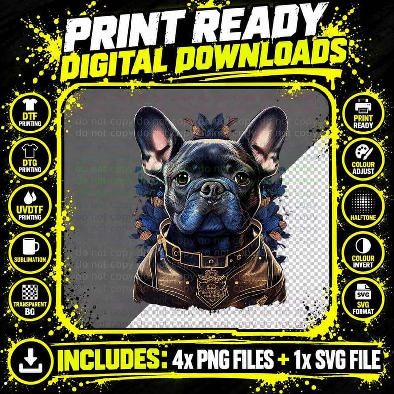 French Bulldog Police Officer T-Shirt, Funny Dog Car Png SVG Digital Bundle