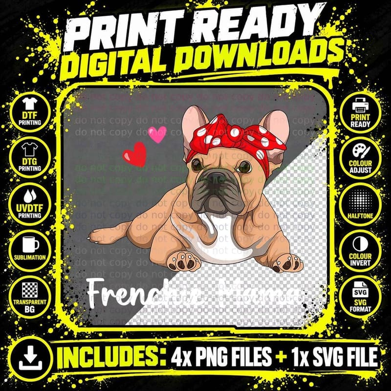 Frenchie Mama Funny French Bulldog Dog Mom Cute T-Shirt Png SVG Digital Bundle
