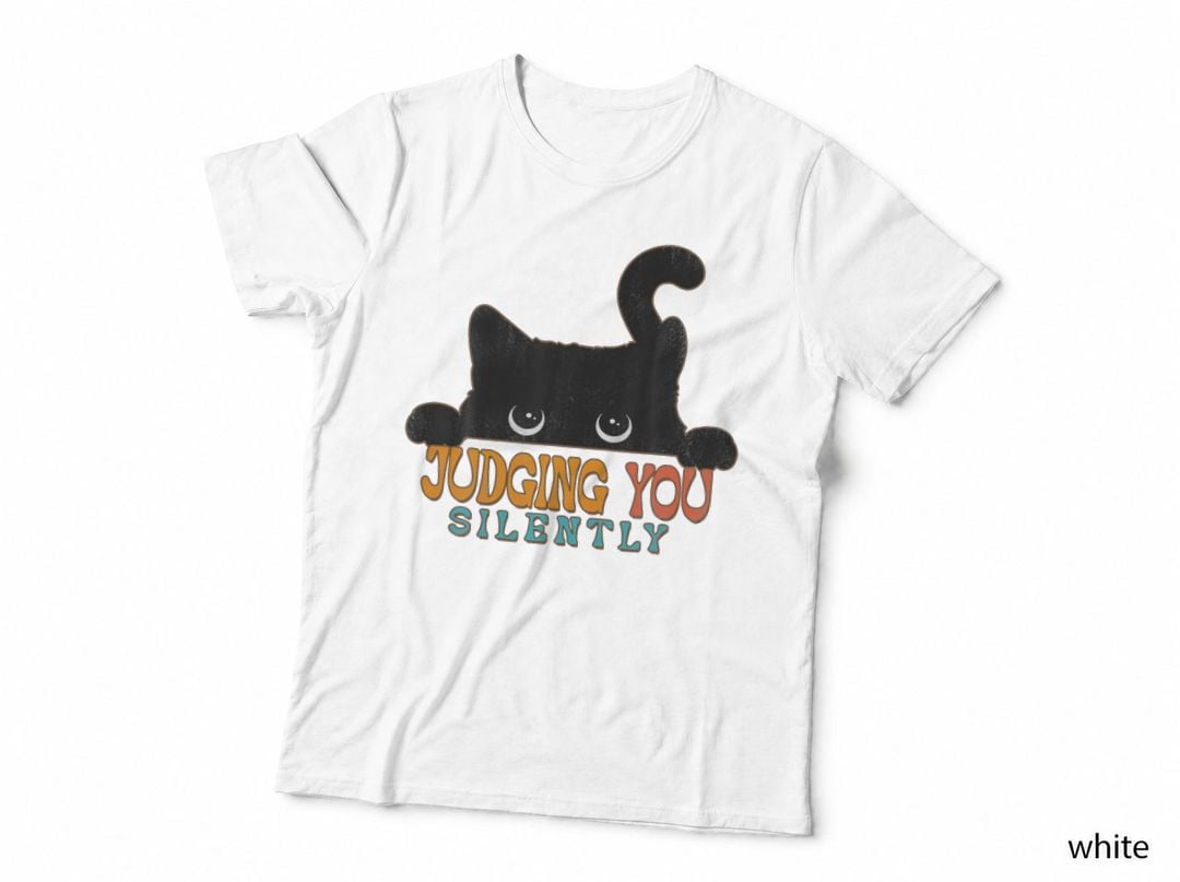 Funny Black Cat Judging You Silently T-Shirt, Sarcastic Cat Design