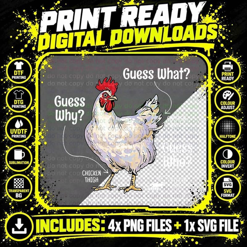 Funny Chicken Butt T-Shirt, Farm Animal Humor Png SVG Digital Bundle