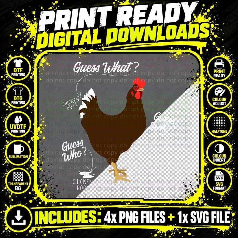 Funny Chicken Butt T-Shirt, Farm Humor Style Png SVG Digital Bundle