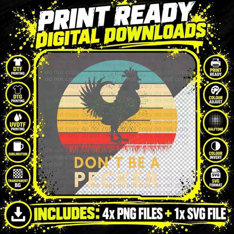 Funny Chicken T-Shirt, Retro Vintage Style Png SVG Digital Bundle