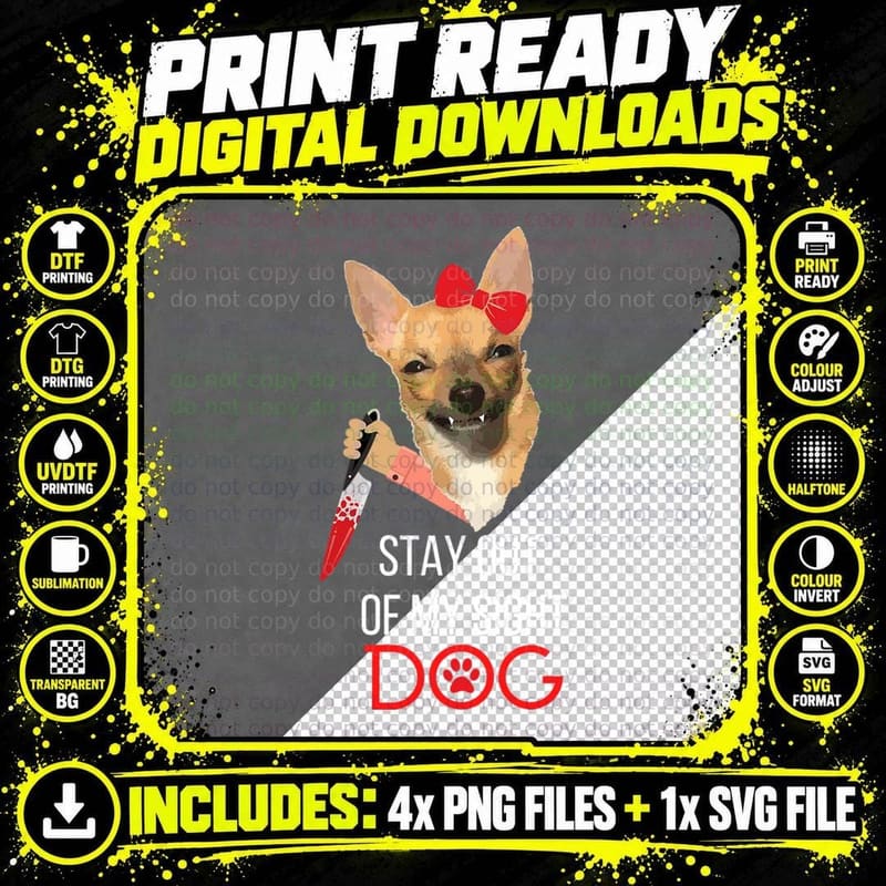 Funny Chihuahua, Funny Dog with a Knife T-Shirt Png SVG Digital Bundle