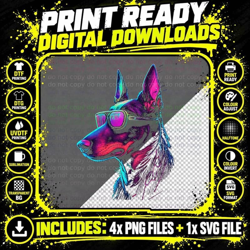 Funny Doberman Pinscher Dog Owner Vaporwave Notorious DJ Png SVG Digital Bundle