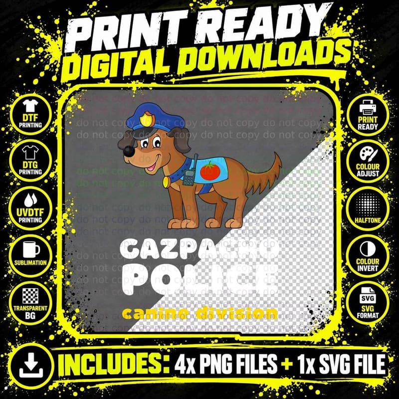 Funny Gazpacho Police Dog T-Shirt, Political Humor Png SVG Digital Bundle