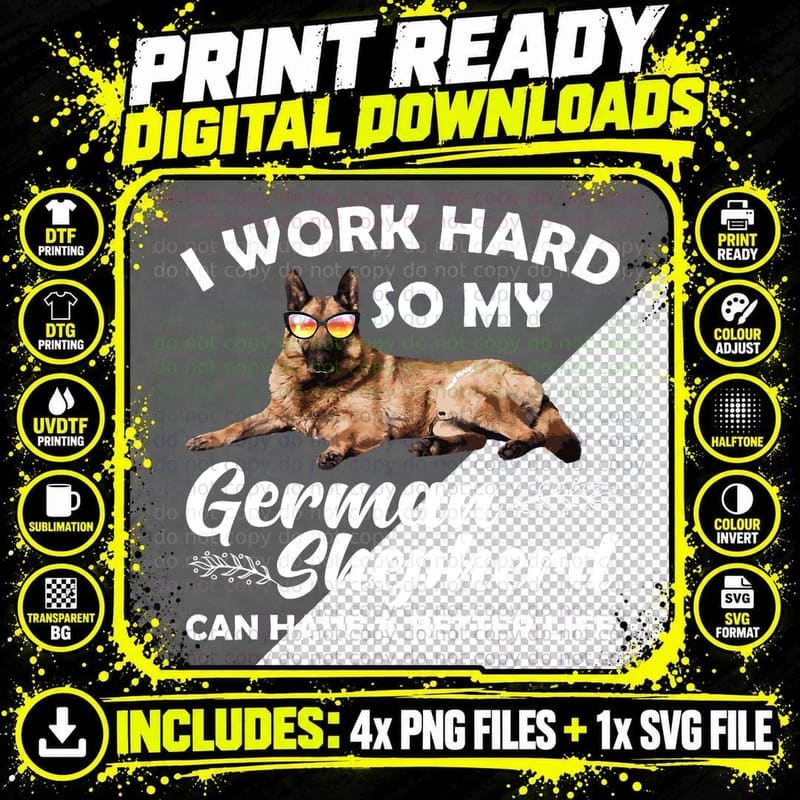 Funny German Shepherd Design for Men Women Kids Dog Png SVG Digital Bundle