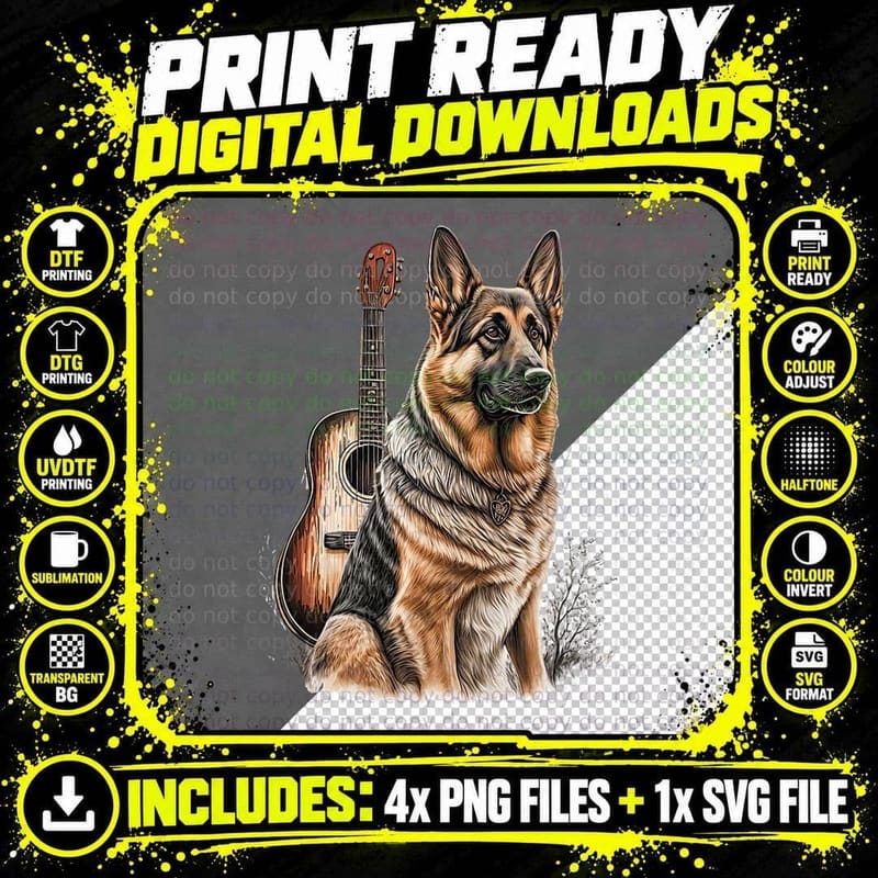 Funny German Shepherd Dog Country Music American Rodeo Png SVG Digital Bundle