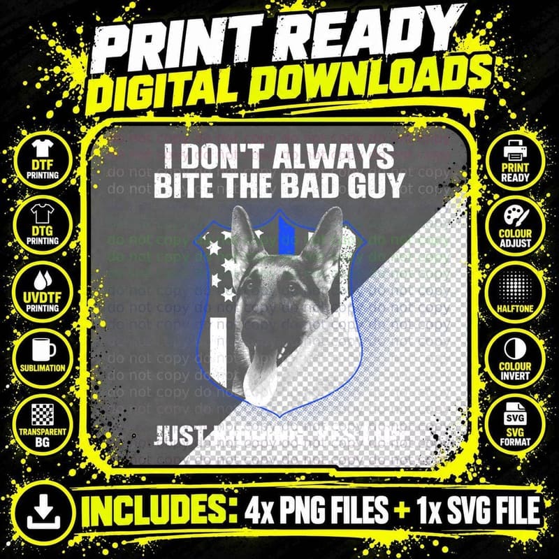 Funny K9 Police Dog T-Shirt, German Shepherd Design Png SVG Digital Bundle