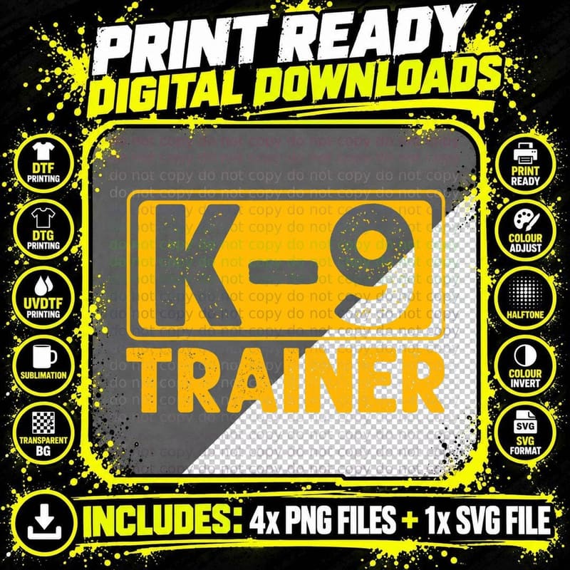 Funny K9 Trainer Police Dog Training T-Shirt Png SVG Digital Bundle