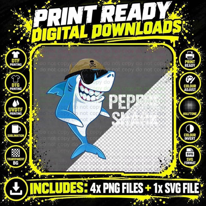 Funny Pepere Grandpa Shark Wearing Sunglasses Camo Png SVG Digital Bundle