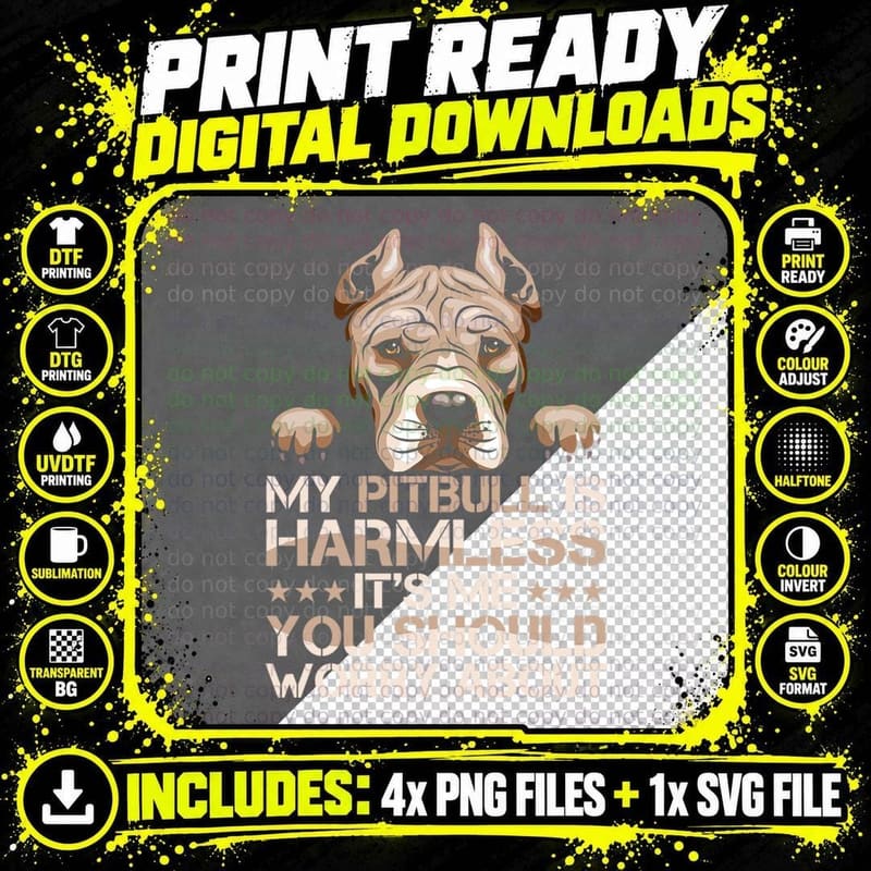 Funny Pittie Owner Dog Lover Pitties My Pitbull Is Png SVG Digital Bundle