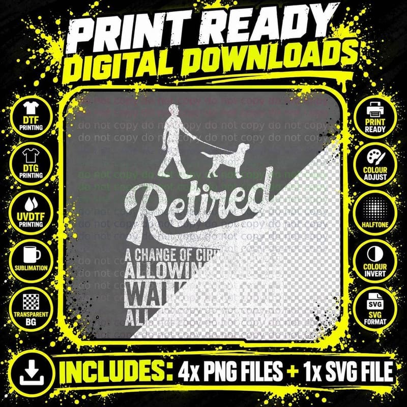 Funny Retired Walking My Dog T-Shirt, Retirement Humor Png SVG Digital Bundle