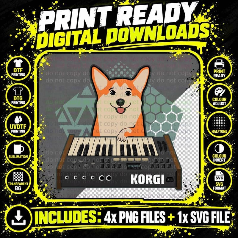 Funny Synthesizer Fan KORGI Corgi Dog Lover T-Shirt Png SVG Digital Bundle