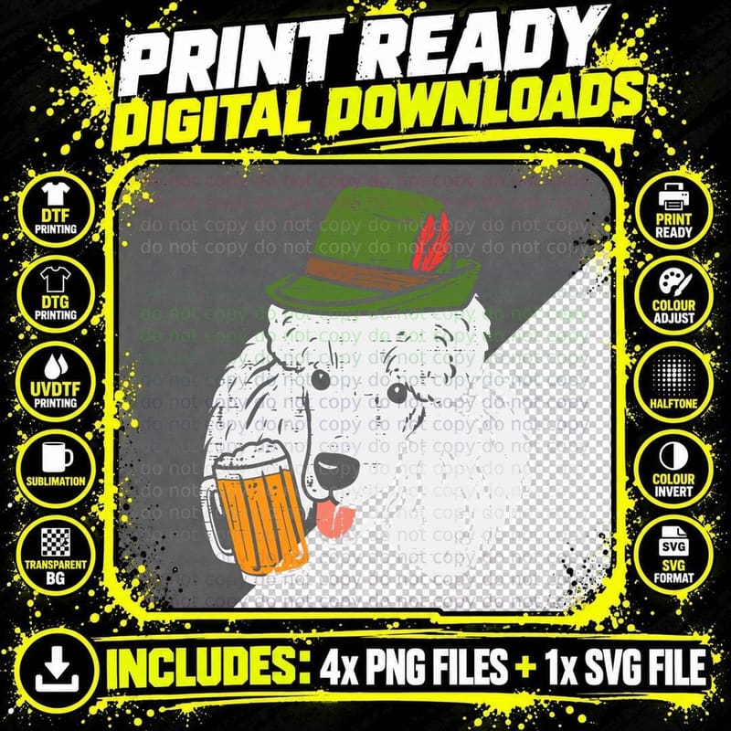 German Poodle Oktoberfest Bavarian Dog Lover Owner Men Png SVG Digital Bundle