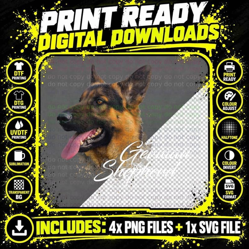German Shepherd - Canine Pet Breeder Puppy Lover Dog Png SVG Digital Bundle