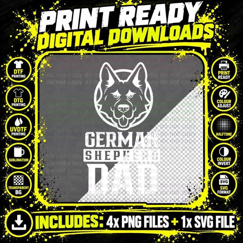German Shepherd Dad Boy Guy Pet German Sheperd Cute Dog Png SVG Digital Bundle
