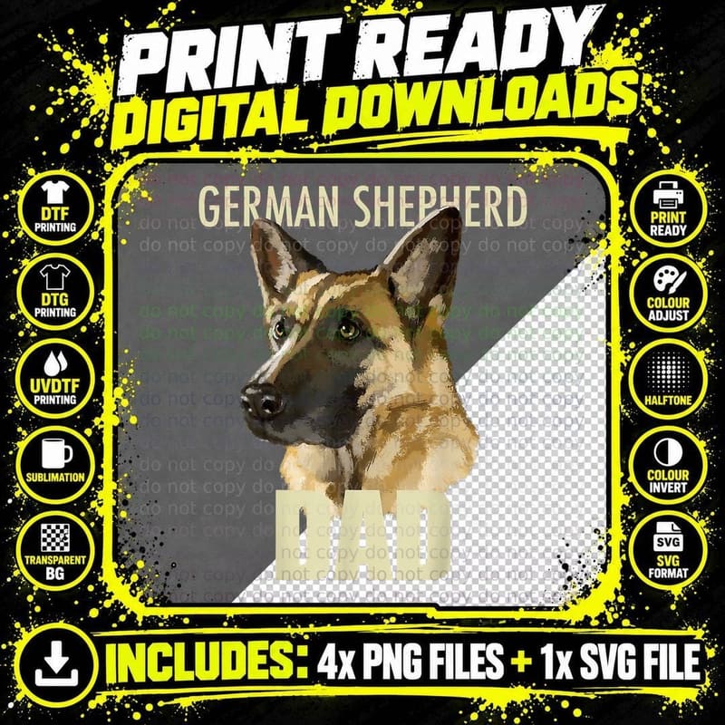 German Shepherd Dad Dog T-Shirt Png SVG Digital Bundle
