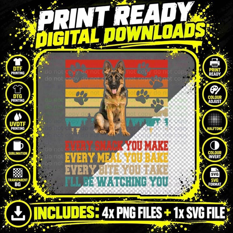 German Shepherd Dog Funny Activities Matching Dog Lover Png SVG Digital Bundle
