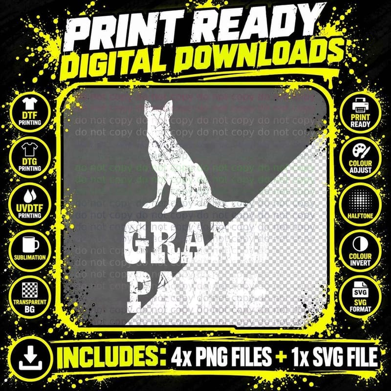 German Shepherd Grand Paw T Dog Lover Grandpaw Grandpa Png SVG Digital Bundle