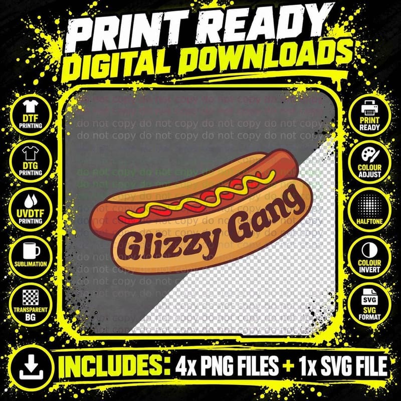 Glizzy Gang Gladiator Gobbler Funny Hot Dog Pullover Png SVG Digital Bundle