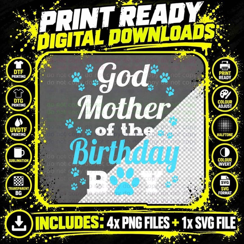 God Mother of the Birthday T-Shirt, Pet Lover Apparel Png SVG Digital Bundle