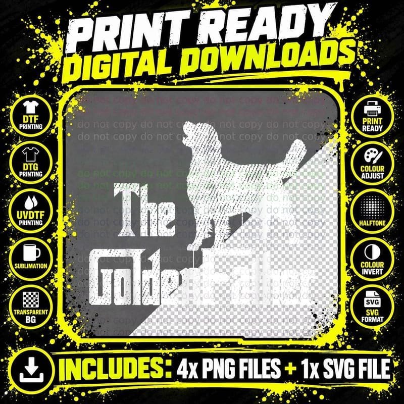 Golden Retriever Father Daddy Dog T-Shirt Png SVG Digital Bundle