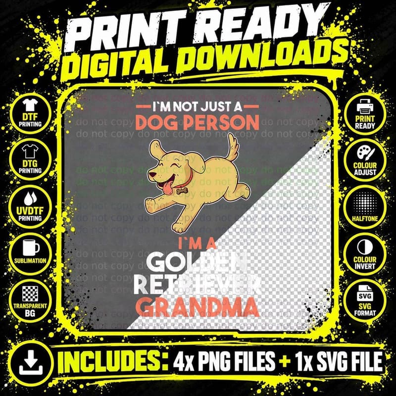 Golden Retriever Grandma T-Shirt, Dog Lover Apparel Png SVG Digital Bundle