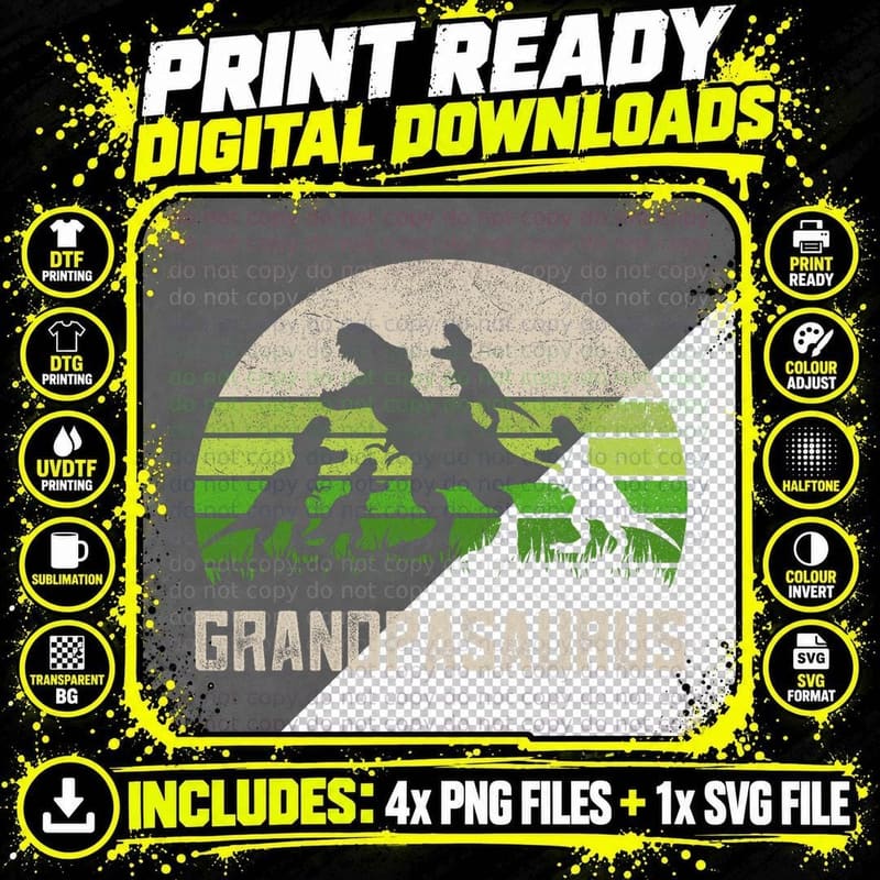 Grandpa Grandpasaurus Dinosaur T-Shirt, Fathers Day Gift Png SVG Digital Bundle