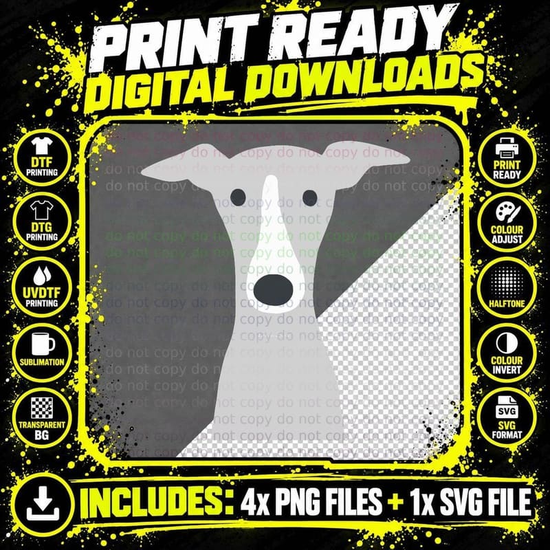 Greyhound Italian Greyhound Cute Whippet Dog Classic Png SVG Digital Bundle