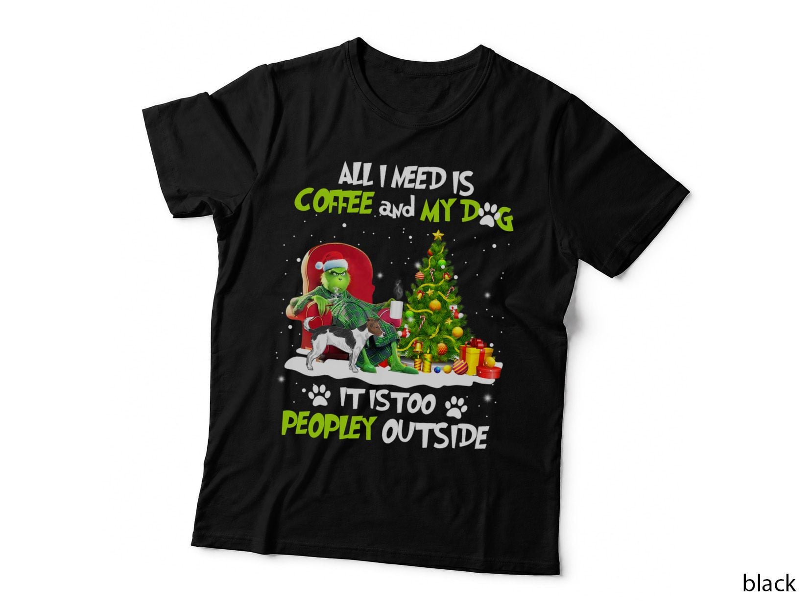 Grin-Ch I Need Is Coffee and My Jack Russell Terrier Dog T-Shirt