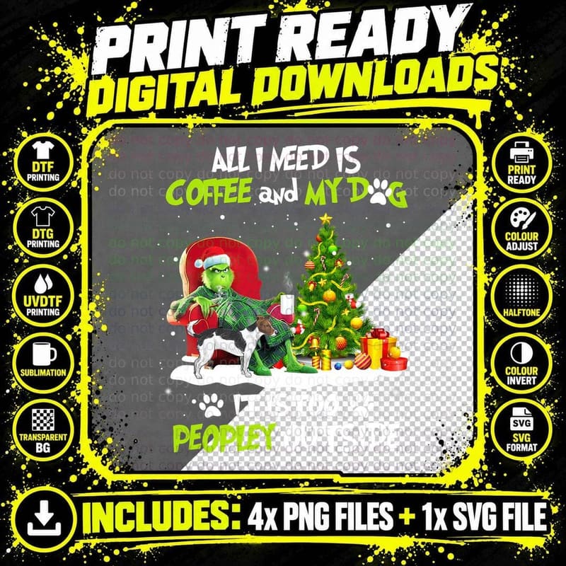 Grin-Ch I Need Is Coffee and My Jack Russell Terrier Dog Png SVG Digital Bundle