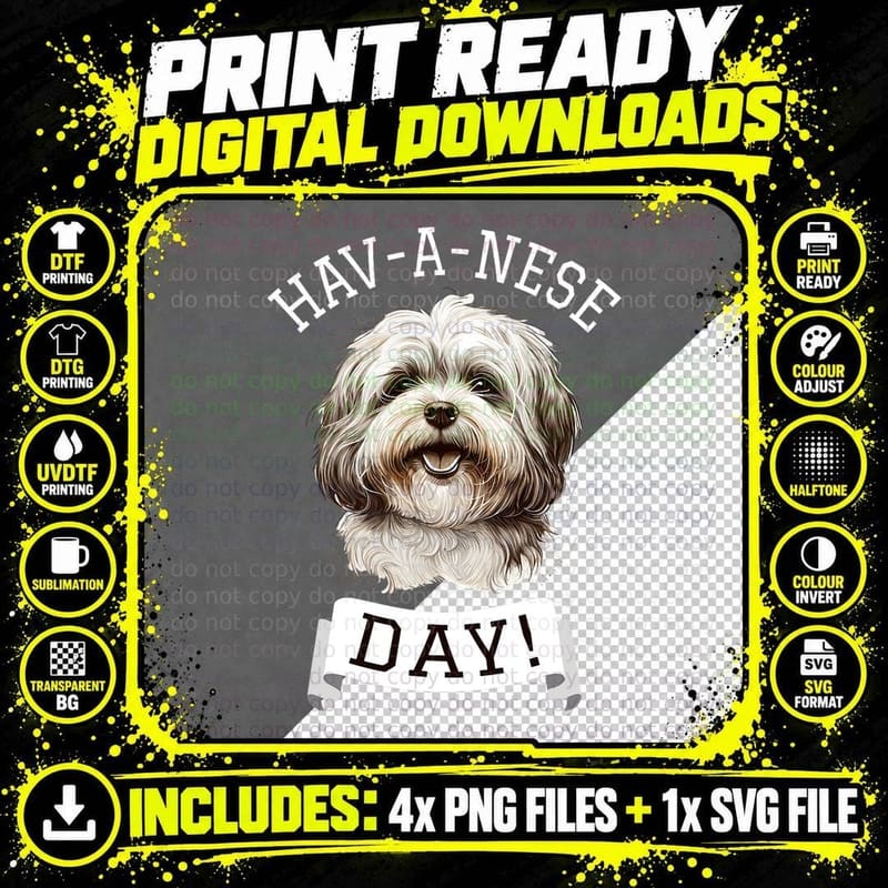 Havanese Dog T-Shirt, Pet Lover Apparel Png SVG Digital Bundle
