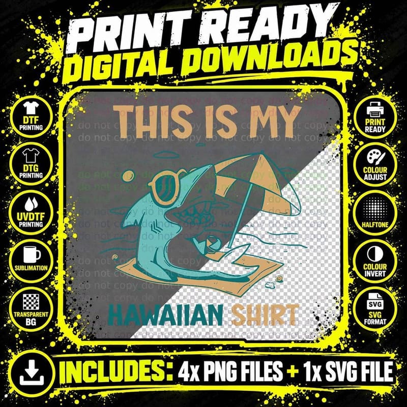 Hawaiian Shark Family Holiday T-Shirt Png SVG Digital Bundle