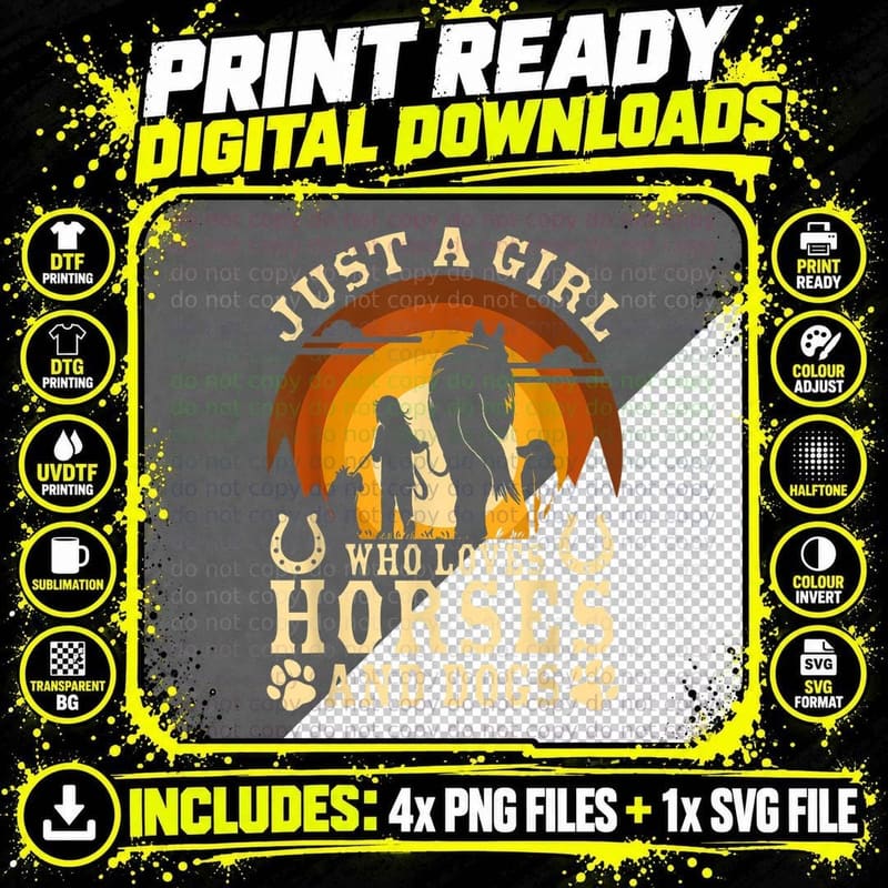 Horse & Dog Lovers T-Shirt, Pet Lover Apparel Png SVG Digital Bundle