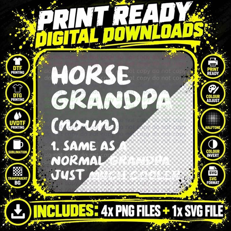 Horse Grandpa Definition Funny T-Shirt Png SVG Digital Bundle