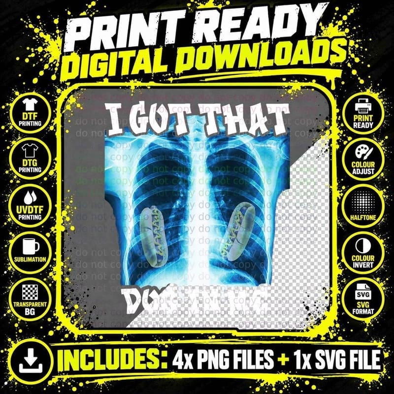 I Got That Dog in Me Hot Dog Tee, Xray Chest Meme Art Png SVG Digital Bundle