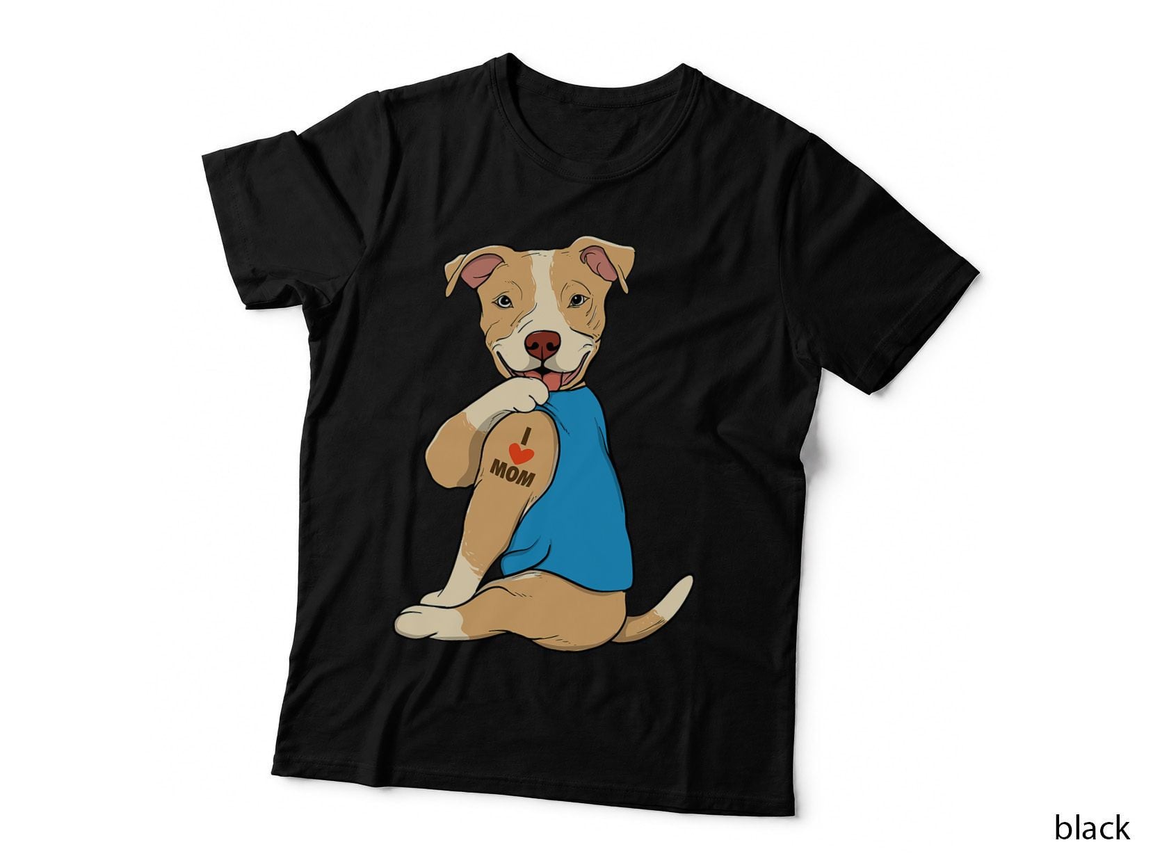 I Love Mom - Tattoo Pitbull Lover Dog Owner Canine Lover T-Shirt