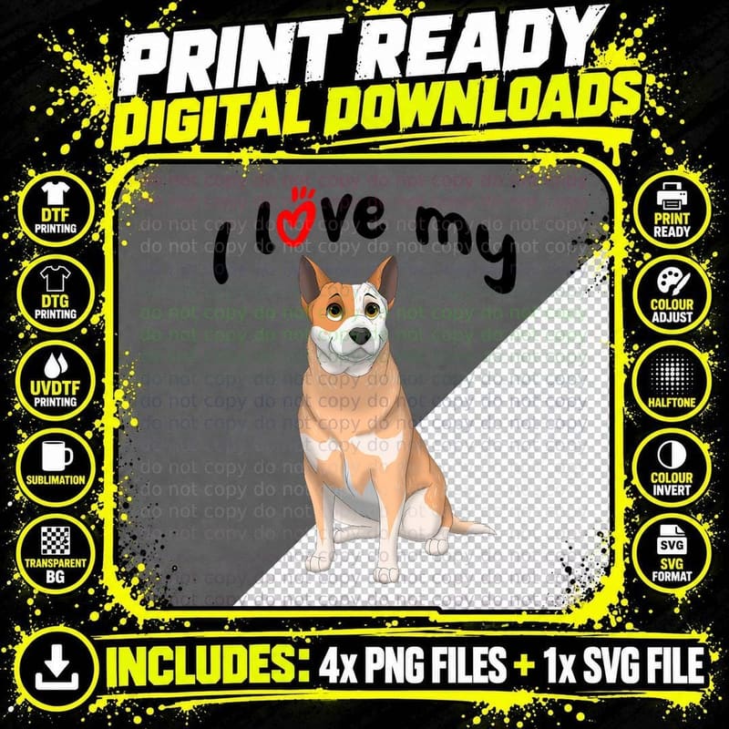I Love My Dog T-Shirt, Pet Lover Apparel Png SVG Digital Bundle