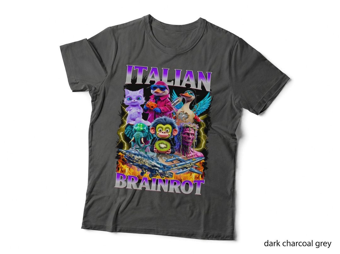 Italian Brainrot Meme T-Shirt, Cat Monkey Duck Elephant, Funny Kids Cartoon
