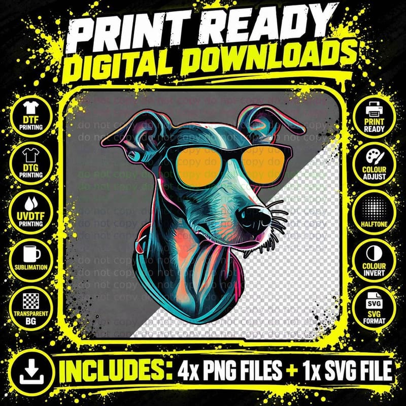 Italian Greyhound Sunglasses T-Shirt, Cool Dog Style Png SVG Digital Bundle