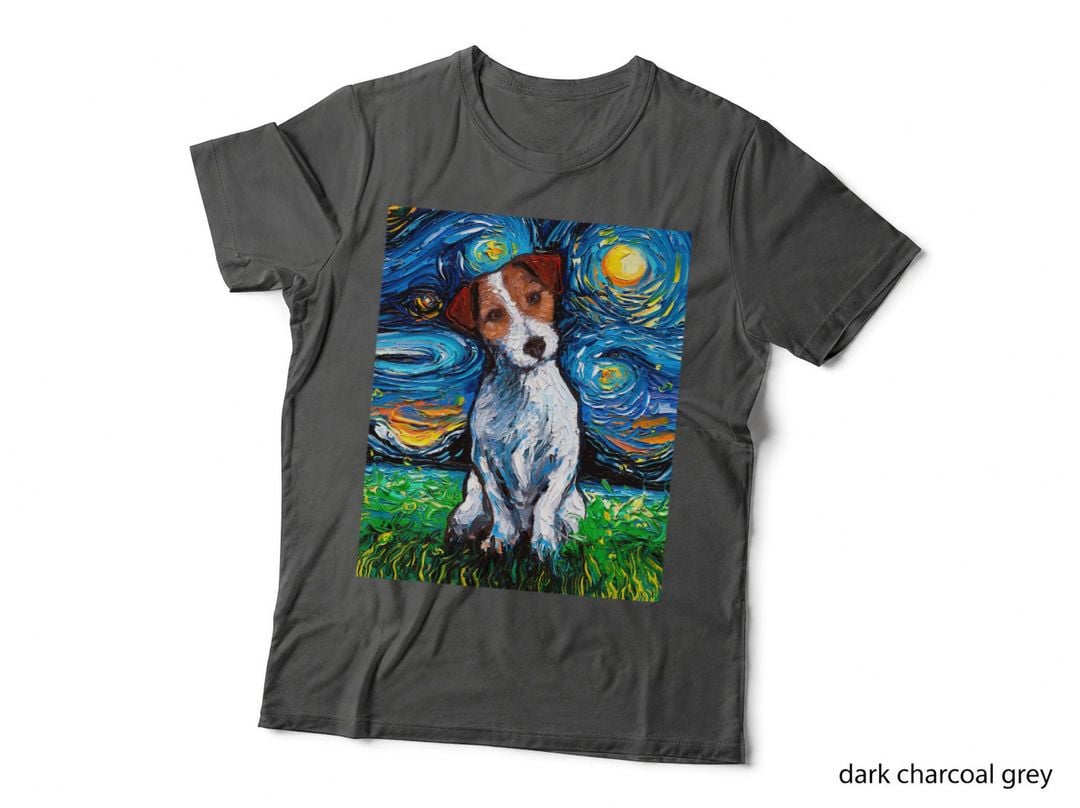 Jack Russell Terrier Starry Night T-Shirt, Van Gogh Dog Painting, Pet Lover Art