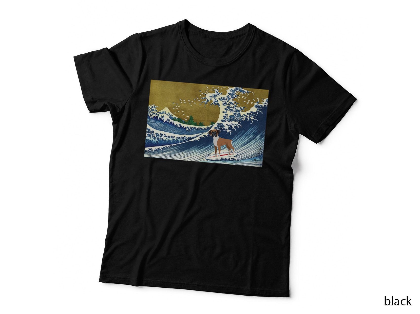 Japanese Wave Dog Surfing T-Shirt, Vintage Retro, Pet Lover Apparel