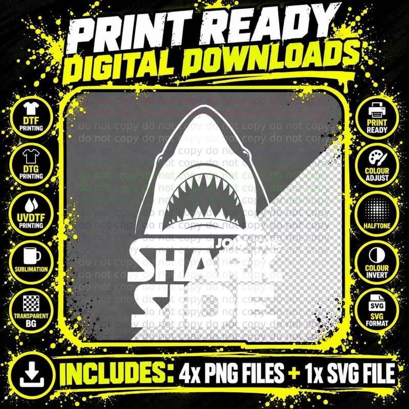 Join the Shark Side - Funny Shark Lover Ocean Wildlife Png SVG Digital Bundle