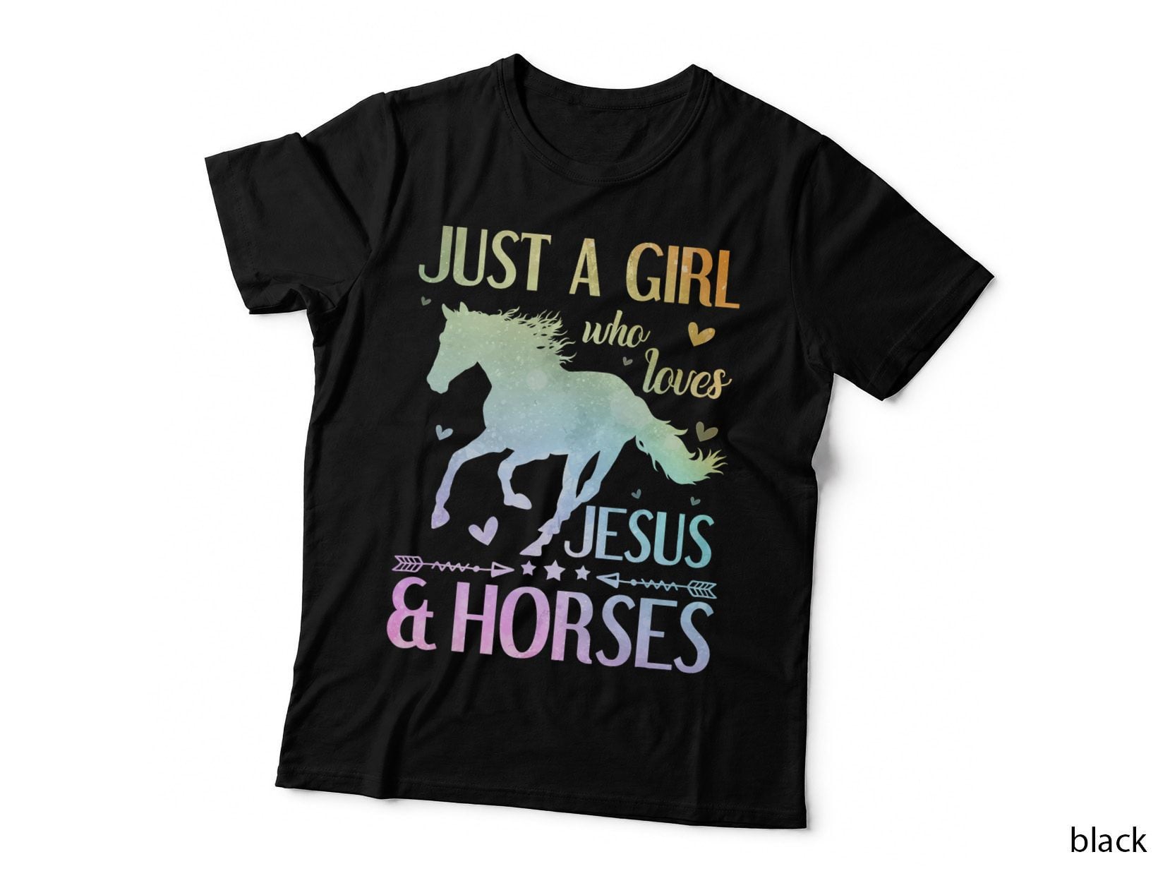 Just a Girl Who Loves Jesus and Horses Tee, Pastel Watercolor Horse, Faith Style