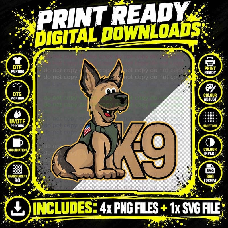 K-9 German Shepard Police or Military K-9 Unit Dog Png SVG Digital Bundle